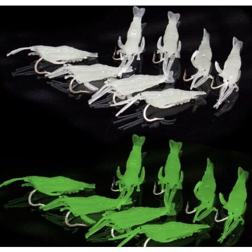 10pcs/Lot 4cm Soft Rigs Fishing Lure with Hooks Luminous Shrimp Bait Jigs Soft Worm Freshwater Fake Baits Lures Set