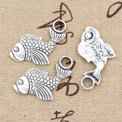 10pcs Charms Carp Fish 32x19mm Antique Bronze Silver Color Plated Pendants Making DIY Handmade Tibetan Bronze Finding Jewelry