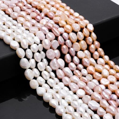 Fine 100% Natural Freshwater Pearl Beads Pink White Irregular Rice Shape Beads For Jewelry Making DIY Bracelet Necklace Earrings