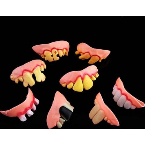 12 Pcs Set Simulation Fake Ugly Buck Teeth Toy Halloween April Fools Day Funny Theme Party Children Adult Props Boy Girl