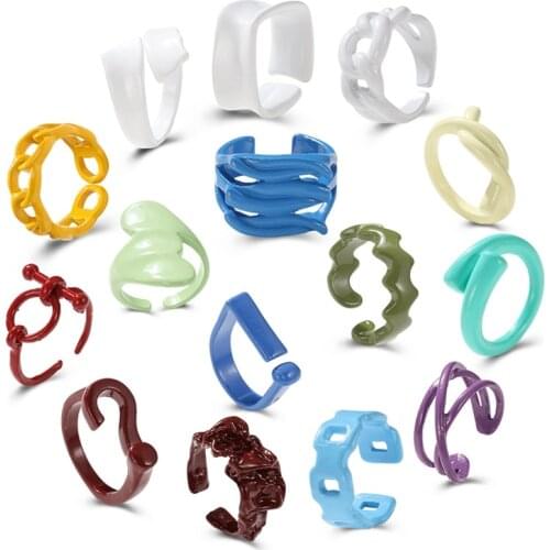 15Pcs Chunky Rings Colorful,Resin Acrylic Ring for Women Teen Girls,Vintage Stacking Rings,Cute Square Transparent Rings