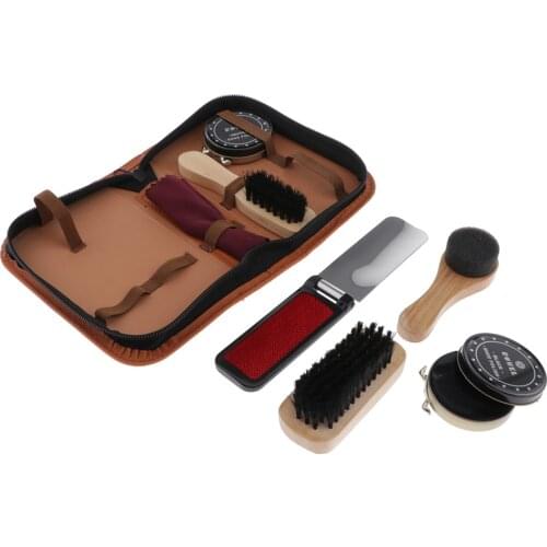 7pcs Portable Shoe Brush Set Shoe Care Shoe Polish Set Brush For Boots Shoes Care Complete Cleaner Kit