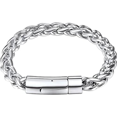 Mens bracelet charm stainless steel Steel color chain on hand bracelet men gifts for men accessories magnetic bracelets Hip hop