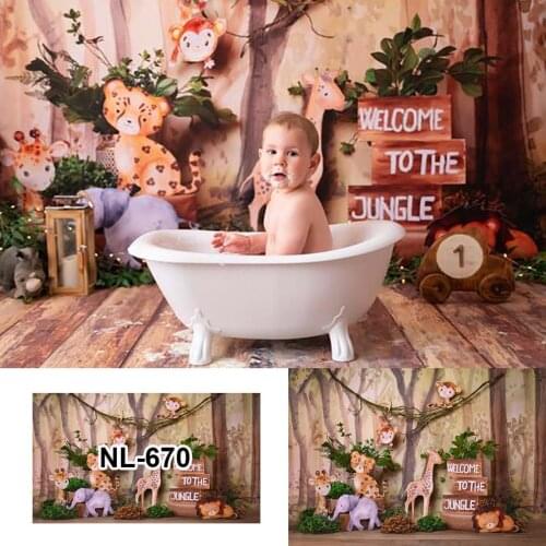 Welcome To Jungle Forest Wild Animal Safari Party Newborn Baby Shower 1st Birthday Backdrop Photography Background Photocall