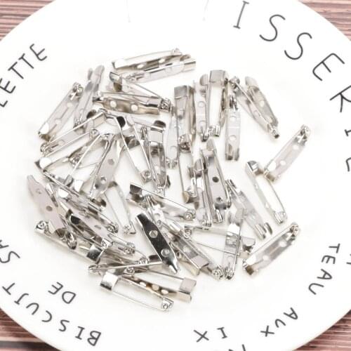 Hot Sale 50 PCs Silvery White Brooch Pins 25mm Brooch Safety Lock Pin Fashion Simple DIY Brooch Jewelry Accessory Parts
