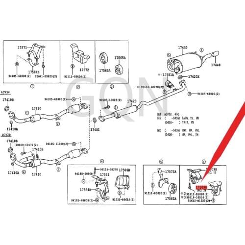 Exhaust pipe bracket sub-assembly 2001-Toy ota WIN DOM exhaust pipe lug rubber exhaust pipe assembly water pipe exhaust valve