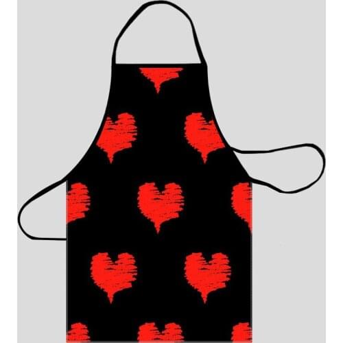 Heart Pattern Kitchen Aprons For Women Oxford Fabric Cleaning Pinafore Home Cooking Accessories Apron