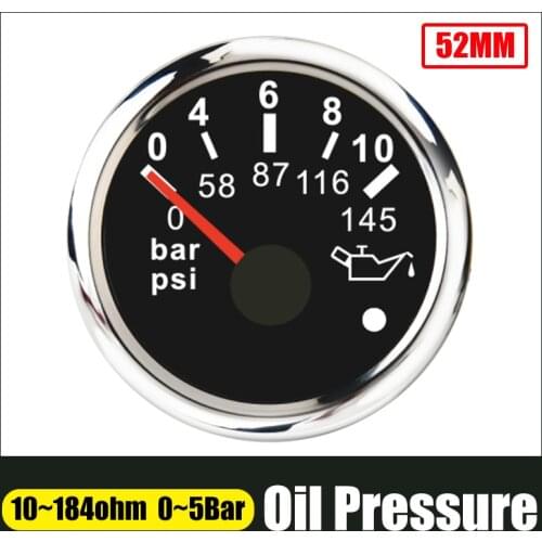 0-10 bar 0-145 psi Oil Pressure Gauge 0-5 Bar 0-73 psi For Truck Boat Car Oil Press Meter With Alarm