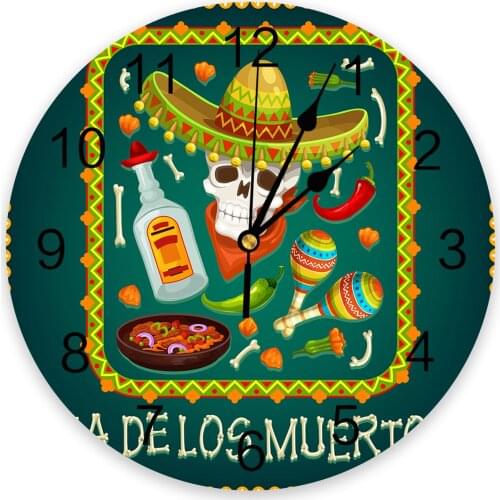 Mexican Festival Food Skull 3D Wall Clock Modern Design Living Room Decoration Kitchen Clock Art Wall Watch Home Decor