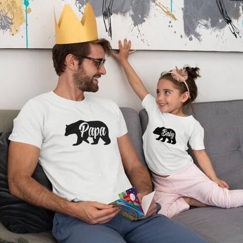 Mens Papa Bear Funny Shirts Parent-child T-shirt for Dads Gift Idea Humor Novelty Tees Family T Shirt
