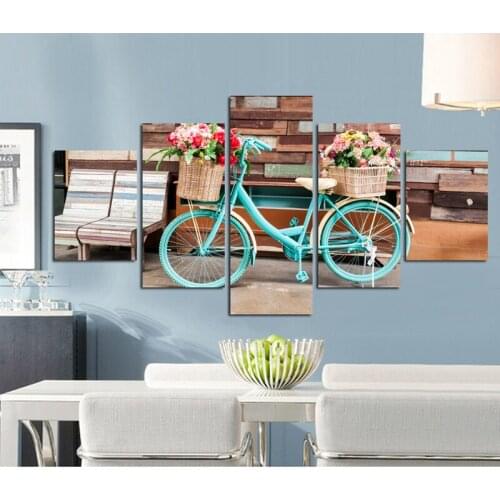 5 pieces 5D diy diamond painting Flower Basket Module Scenery Bike Embroidery Diamond mosaic cross stitch handmade giftZP-744