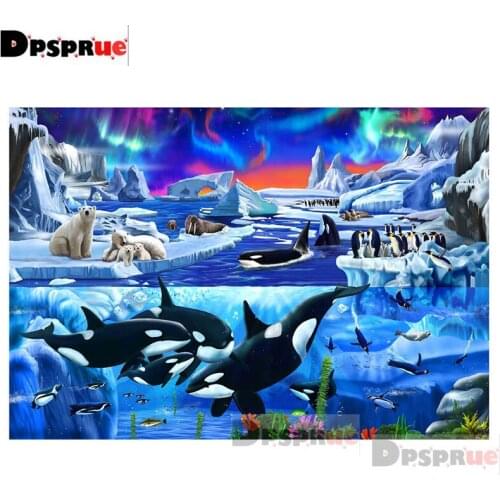 Dpsprue Full Square/Round Diamond Painting Kit Cross Stitch Dolphin polar bear Diamond 3D Embroidery DIY 5D Moasic Gift DP201