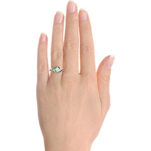 New jewelry Alloy Gold-plated Inlaid Blue AAA Zircon Wedding Ring Ladies Jewelry