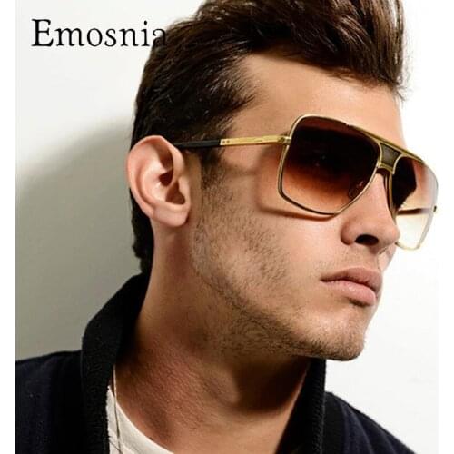 Emosnia Retro Fashion Oversized Pilot Sunglasses Gradient Lens Brown Clear Eyewear Outdoor Gold Men Brand 2018 Oculos De Sol