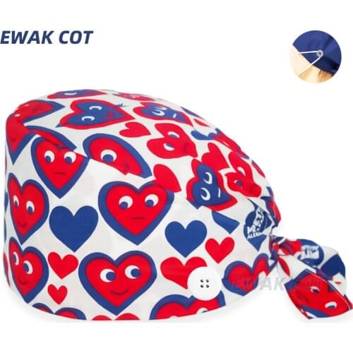 Wholesale Scrub Caps Cotton Anime Printing Nurse Hats Pet Shop Chef Workers Hat Gorros Quirurgicos Mujer Anime Lab Scrubs Cap