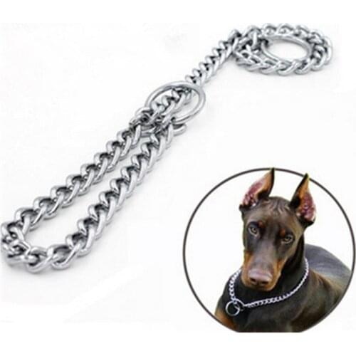 1PC Metal Adjustable Stainless Steel Chain Dog Collar Double Row Chrome Plated Choke Training Show Collar Safety Control
