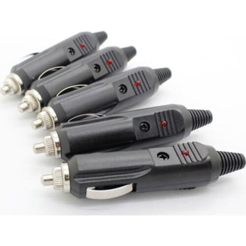 Male Plugs Auto Car Switching 12V 5A Connector Outlet Fuse Black 5Pcs High Power with Indicator Lamp