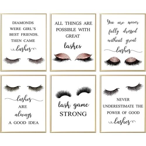 Modern eyelashes fashion canvas canvas oil painting makeup paper girl salon decoration wall pictures for living room art