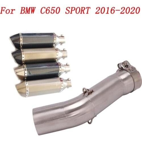 Slip On Motorcycle Exhaust Mid Connect Pipe And 51mm Muffler Stainless Steel Exhaust System For BMW C650 SPORT 2016-2020