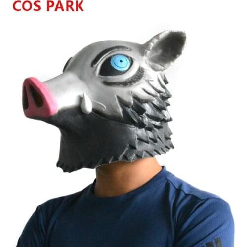 Japanese Animation Demon Slayer Hashibira Inosuke Latex Headgear Kimetsu No Yaiba Cosplay Pig Mask Halloween Props