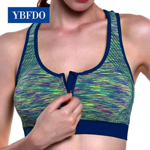 YBFDO Hot Women Zipper Push Up Sports Bras Vest Underwear Shockproof Breathable Gym Fitness Sport Tops