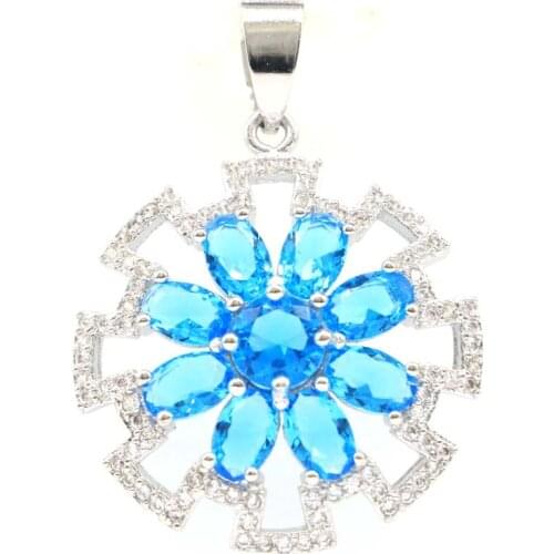 56x34mm Long Big Heavy 18g Created Violet Tanzanite Gift For Ladies Womans Silver Pendant