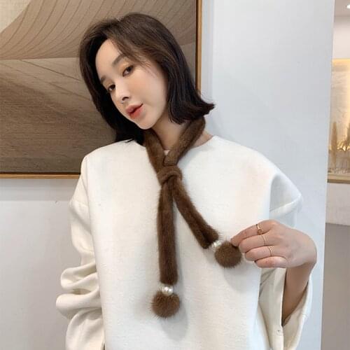 Women Fashion Genuine Mink Fur Scarf Lady Luxury Fur Scarves High Quality Neckerchief S7715