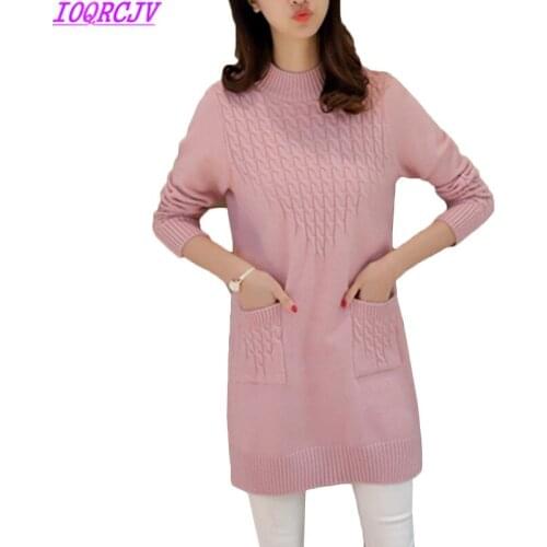 Women Turtleneck Sweater Autumn Winter New Solid-color Loose Knit Pullover Mid-length Sweater Women Casual Knitting Tops H9