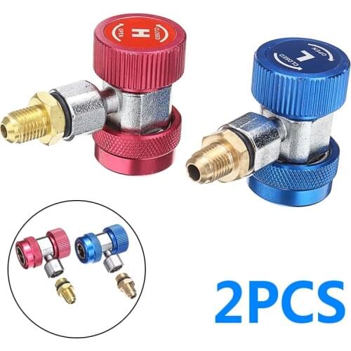 1pair Car Auto AC Hi/Lo Side R1234yf Quick Couplers Adapters Conversion Kit With Manual Couplers Tool