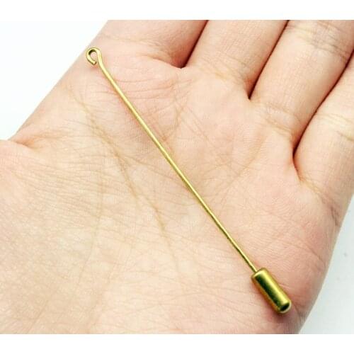 100pcs bulk Brass antique Gold plated 2.5 inch 70mm stick pin with loop scarf pins
