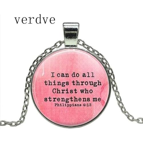 2018 New Fashion Lettering Christ Bible Verse Pendant Necklace Inspirational Fashion Jewelry Women Men Christian Gifts