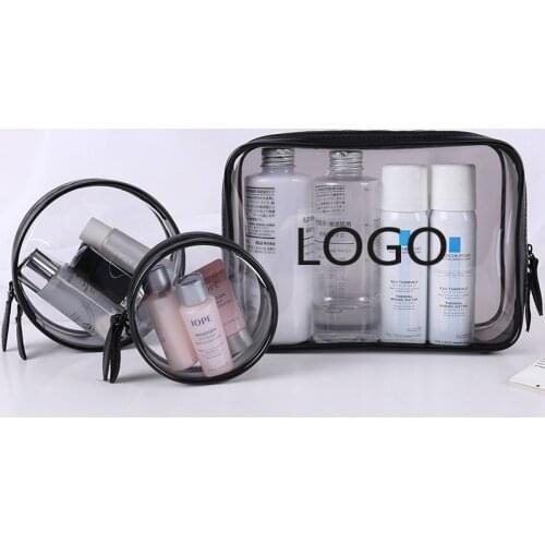 3 Pcs Custom LOGO Transparent PVC Cosmetic Packaging Bag Zipper Plastic Bag Gift Bag Suitable For Travel Home Storage Bags