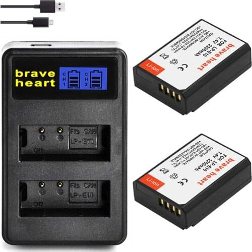 For Canon 4Pcs LP-E10 Camera Batteries +LCD USB Dual Charger Replacement LP E10 LPE10 EOS 1100D 1200D 4000D Kiss X50 X70