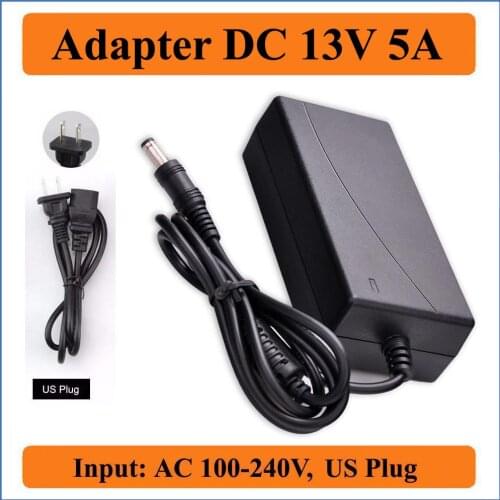 13V 5A US Plug AC DC Adapter AC 100V-240V switching power supply chargers to DC 13V 50000mA 5.5mm x 2.1-2.5mm Compatible