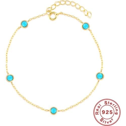 Aide 925 Sterling Silver Blue Turquoise Beads Charm Bracelets For Women Luxury Twisted Chain Bracelet 2021 Trend Fine Jewelry