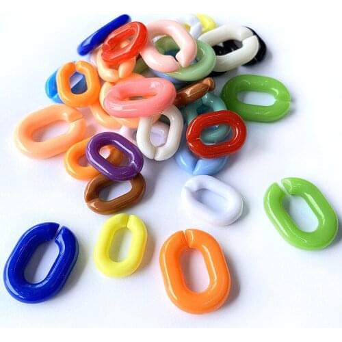 New Oval Shape Solid Colors Acrylic Open Chain DIY Material 14*19mm 18*24mm Ornament Accessories Plastic Jewelry Necklace Beads