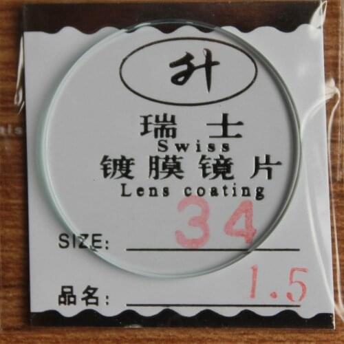 Freeshipping New flat glass watch crystal diameter 34 mm Thick 1.5mm