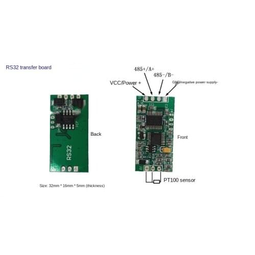 Rs32rs485 to PT100 temperature sensor MODBUS-RTU protocol temperature monitoring and recording high precision