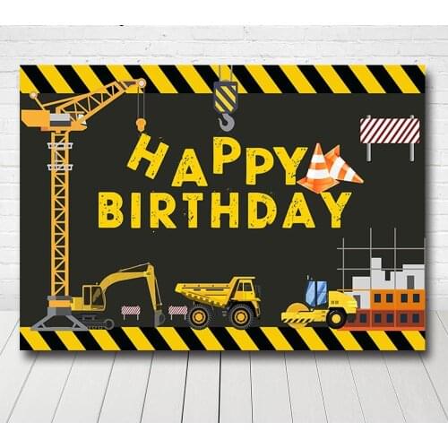 Birthday Backdrops Construction Party Excavator Truck Photography Backgrounds Newborn Boy Photophzone For Photo Studio