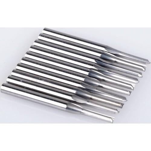 10Pcs 3.175x2x6mm Double Two Flute Straight Slot CNC Router Bits Wood MDF Milling