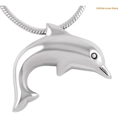 KLH8400-9 Stainless Steel Dolphin Cremation Urn Jewelry Memorial Ashes Keepsake-Wholesale Cremation Necklace Dolphin