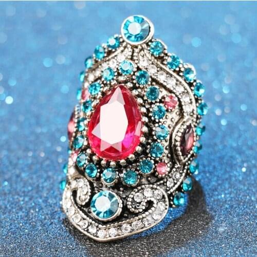 Big Oval Shell Finger Ring Crytal Rhinestone Ring Vintage Boho Ring Wedding Bride Jewlery Accessories Birthday Christmas Gift