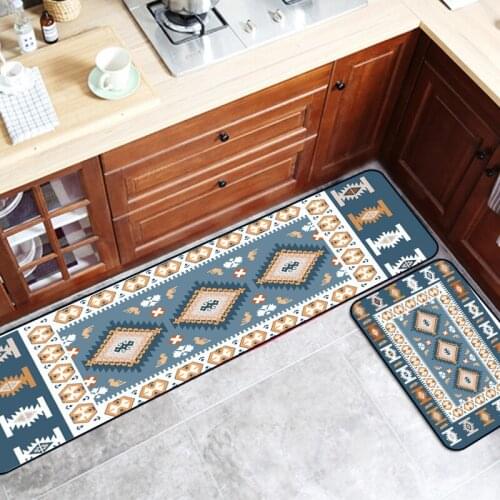 Customize Mediterranean Blue Geometry Printing Rugs Carpets For Kitchen Doormat Hallway Bedside Floor Pad tappeto cucina