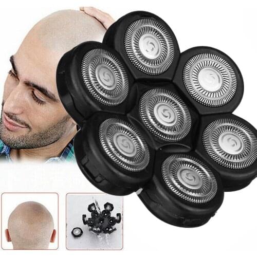 7 Razor Blades Replacement Head 7D Shaver Independently 7 Cutter Floating Blade for Bald Electric Razor Stainless Steel Blade