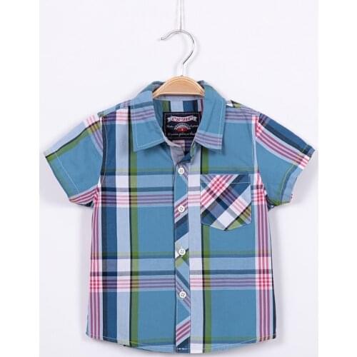 Fashion boy plaid shirt cotton 100% 15T01F