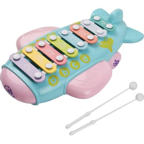 Muslady 8-key Kids Xylophone Toy Airplane Shape with Pair of Mallets for Early Musical Educational Percusssion Instrument