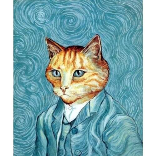 5D Diamond Painting Kits Full Round With AB Drill Diamond Embroidery DIY Handmade Diamond Painting Art Abstract Van Gogh Cat