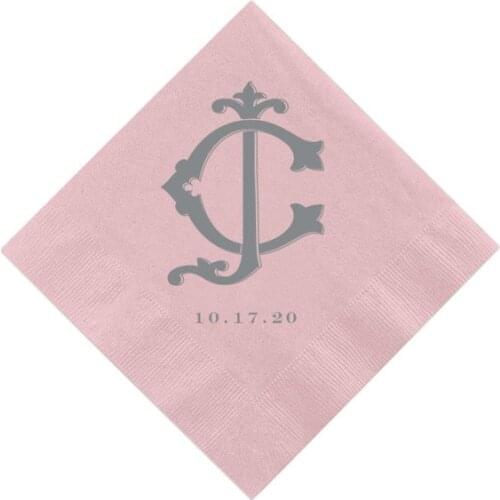Fancy Monogram - Personalized Wedding Napkins, Rehearsal Dinner, Engagement Party,Custom Bar Napkins,Custom baby shower Napkins