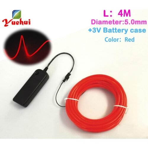 Newest LED neon light Energy saving 4Meters 5.0mm Electroluminescent wire 10 Colors DC-3Vnight party decoration