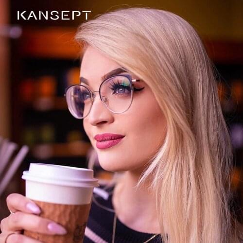 KANSEPT Women Glasses Frames Fashion Cat Eye Optical Myopia Eyeglasses Frame Brand Design For Women Eyewear #YC-8031
